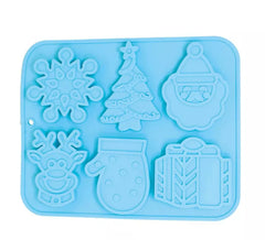 Molde Silicone Quadrado para 6 Biscoitos de Natal 22x18 cm