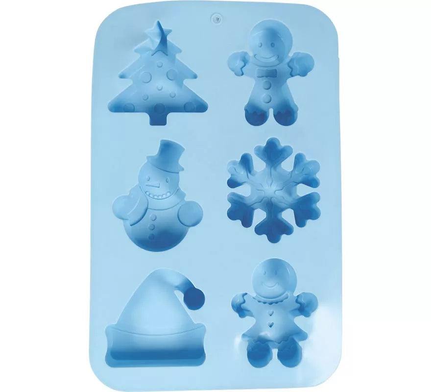 Translation missing: pt-PT.Molde de Silicona azul para 6 Galletas Navideñas de 16x25 cm