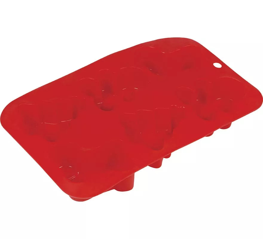 Translation missing: pt-PT.Molde de Silicona rojo para 6 Galletas Navideñas de 16x25 cm