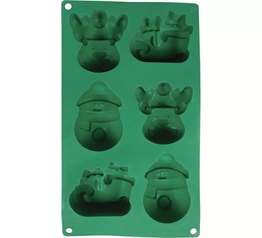 Translation missing: pt-PT.Molde de Silicona verde para 6 Galletas de Navideñas de 17x29 cm