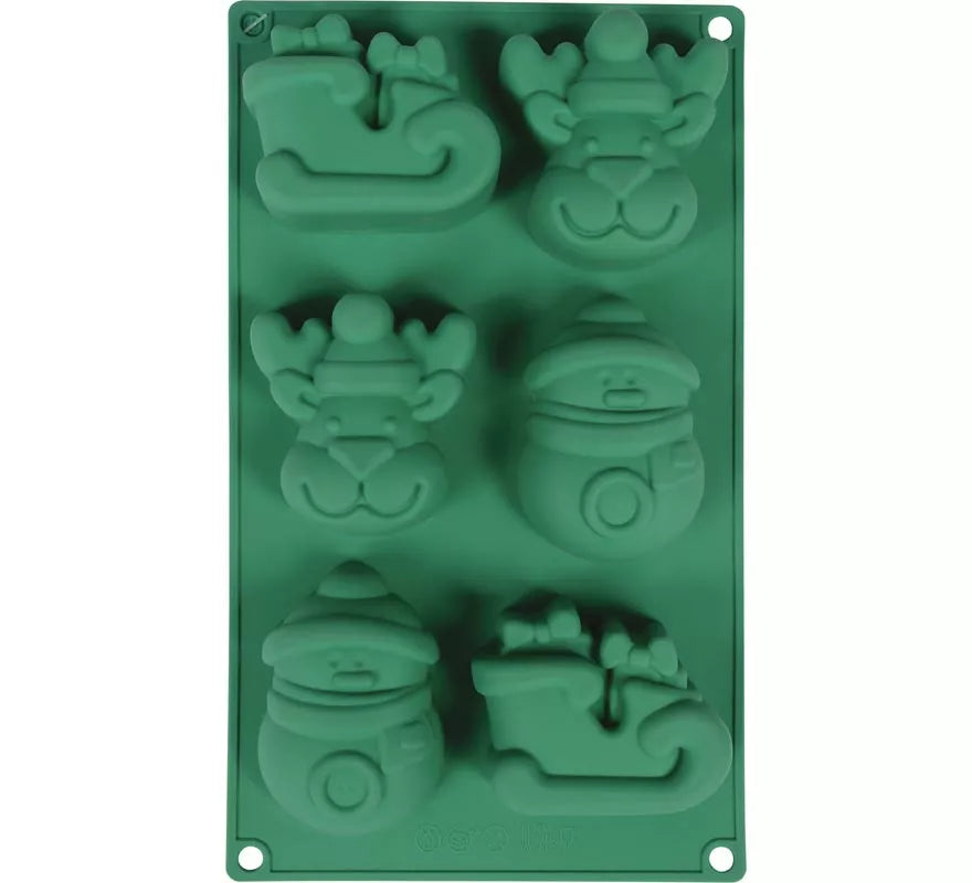 Translation missing: pt-PT.Molde de Silicona verde para 6 Galletas de Navideñas de 17x29 cm