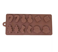 Molde Retangular de Silicone para 12 Biscoitos de Natal, 10x20 cm
