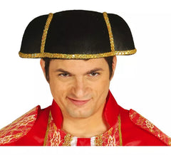 Montera de Torero para adultos preto e dourado