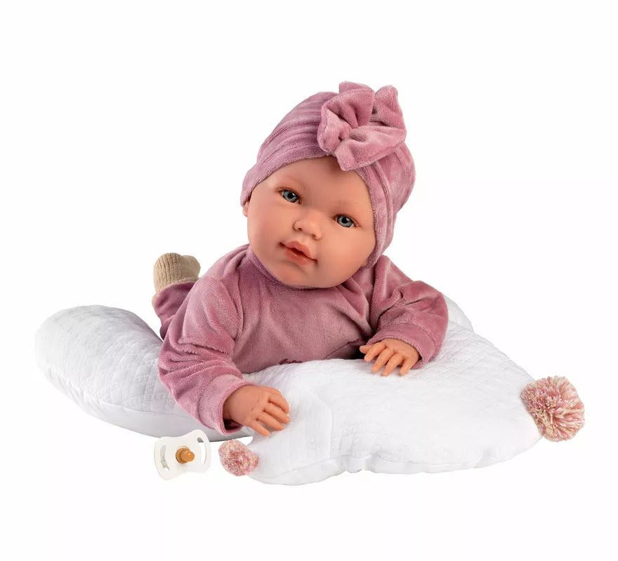 Translation missing: pt-PT.Muñeca Abril Llorona de 42 cm con Chichonera y Conjunto