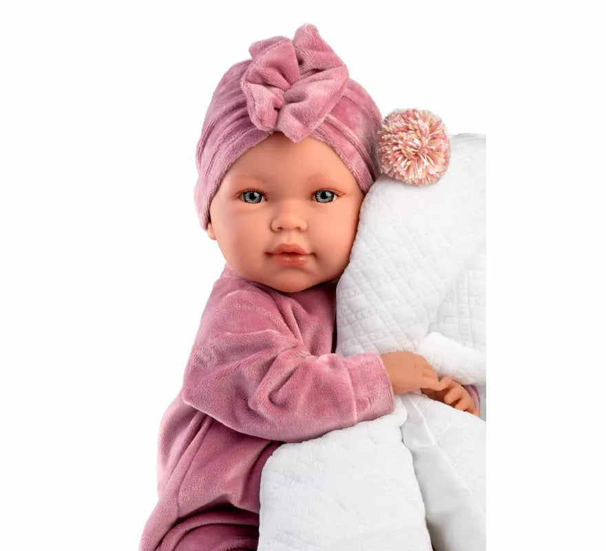 Muñeca Abril Llorona de 42 cm con Chichonera y Conjunto