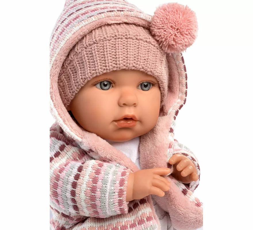 Translation missing: pt-PT.Muñeca Baby Julia Llorona de 42 cm con Conjunto de Punto