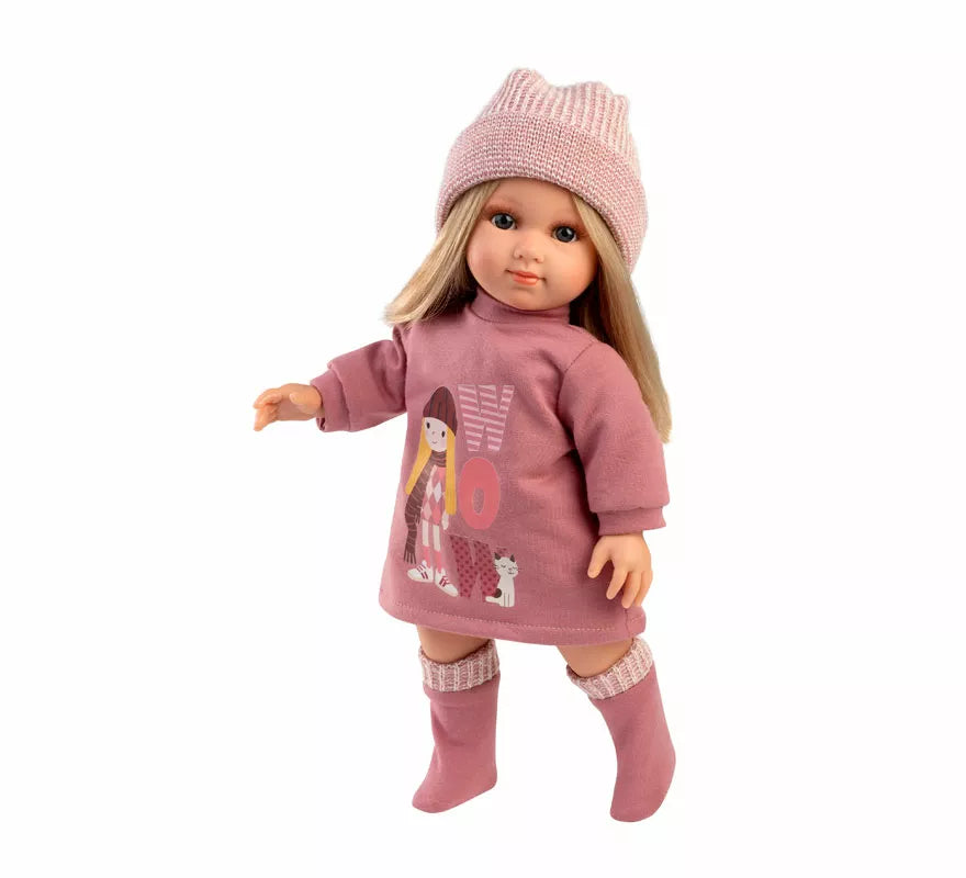 Translation missing: pt-PT.Muñeca Elena de 35 cm con Vestido y Gorro de Punto
