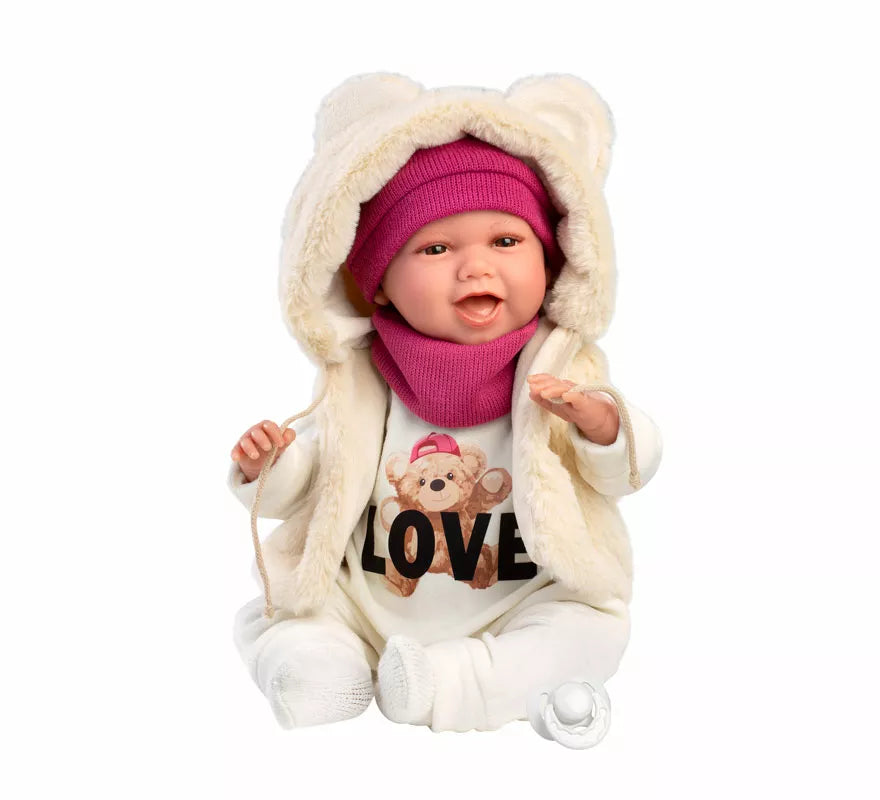 Translation missing: pt-PT.Muñeca Mimi Sonrisas Osito Love de 42 cm con Chaleco y Chupete