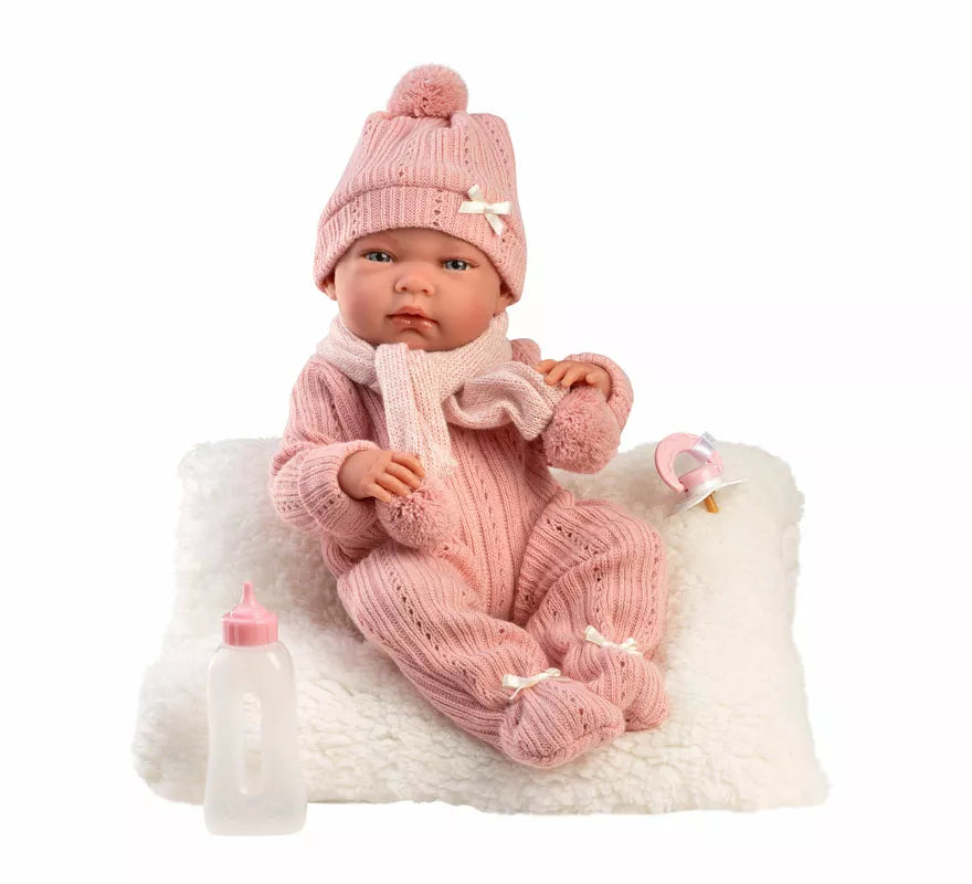 Muñeca Nica Recién Nacida de 40 cm con Cojín y Conjunto