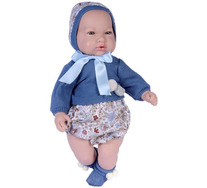 Muñeca Reborn Alex con vestido azul marino de 45 cm