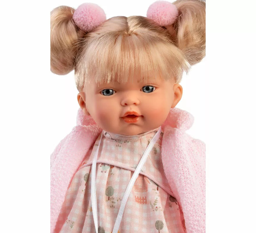 Translation missing: pt-PT.Muñeca Roberta Llorona de 33 cm con Vestido de Cuadros y Chaqueta