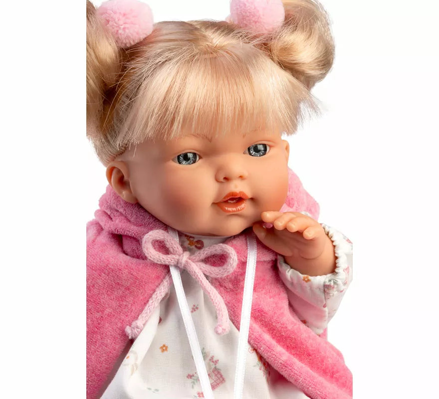 Translation missing: pt-PT.Muñeca Roberta Llorona de 33 cm con Vestido Estampado y Capa