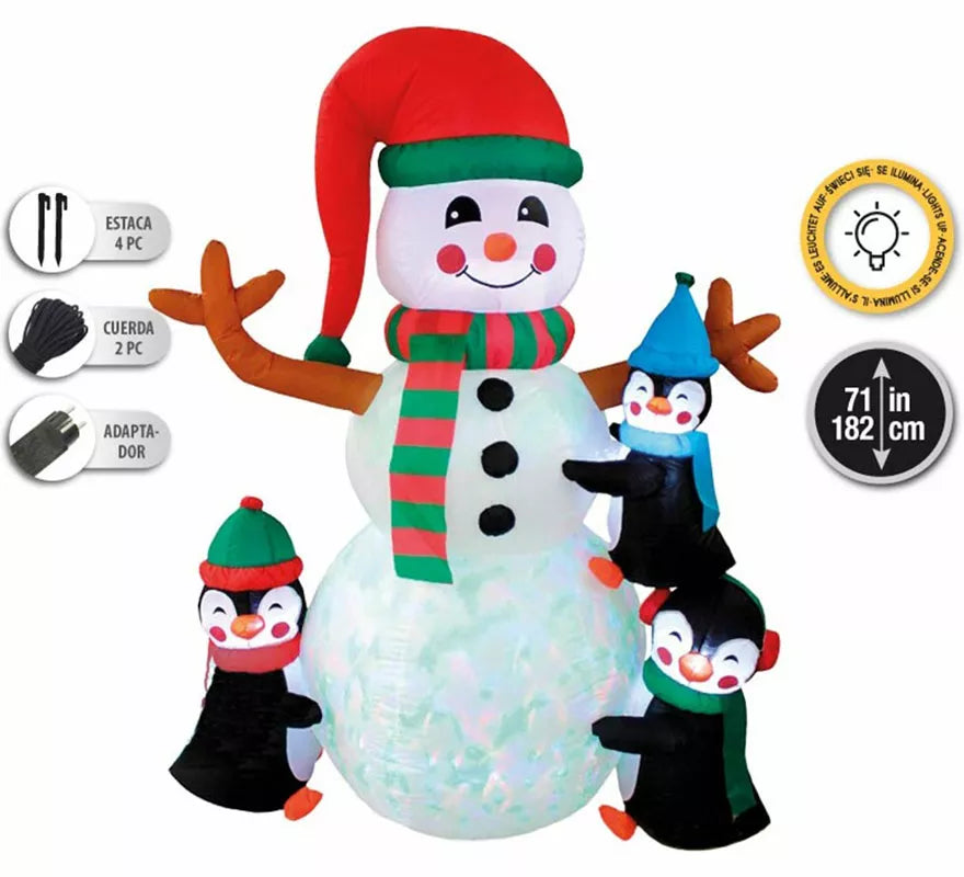 Translation missing: pt-PT.Muñeco de Navidad y Pingüinos Hinchables con LED de 182 cm
