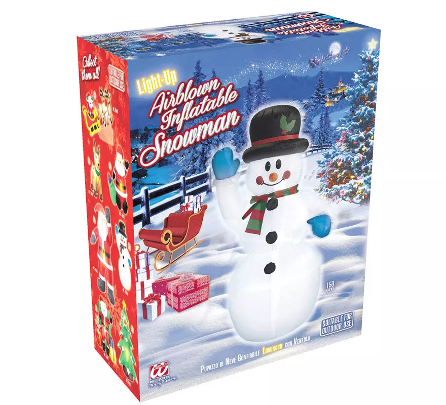Muñeco de Nieve Hinchable Luminoso con Ventilador de 150 cm