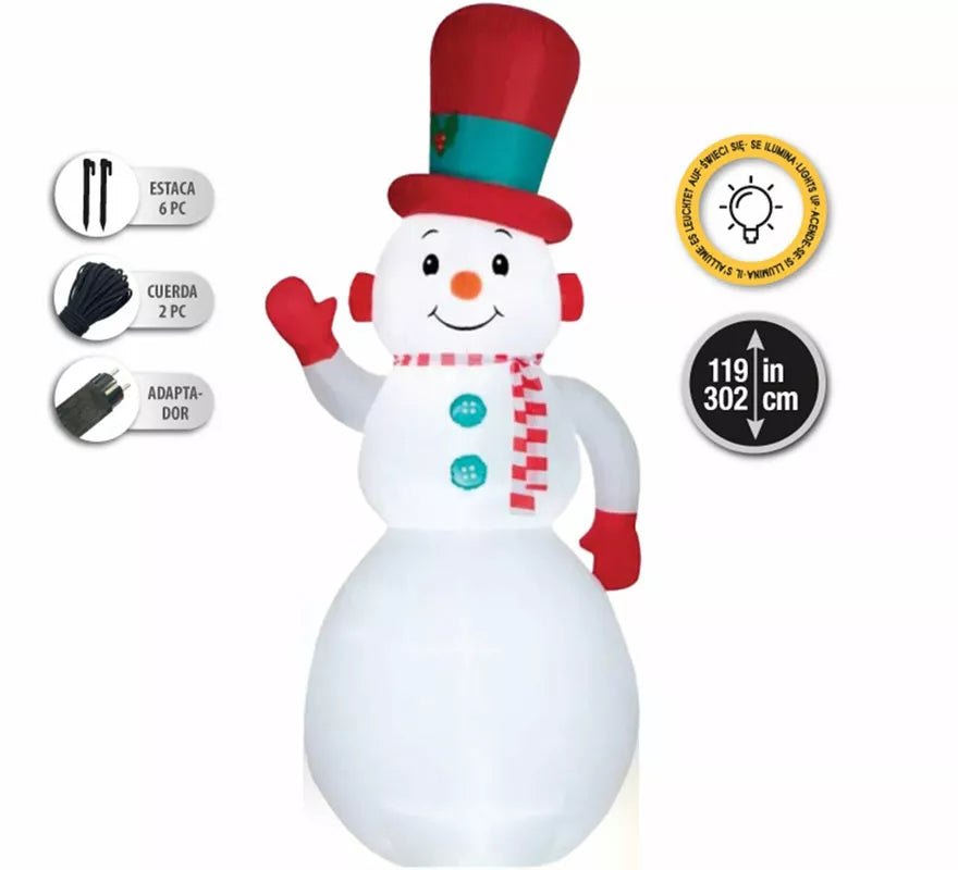 Translation missing: pt-PT.Muñeco de Nieve Sonriente Hinchable con LED de 302 cm