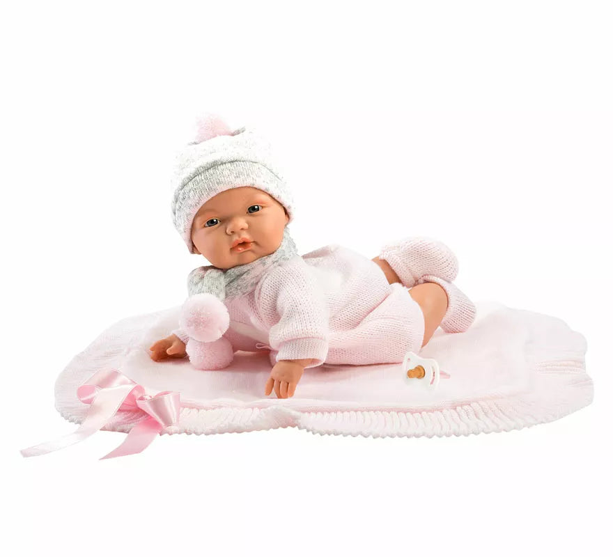 Translation missing: pt-PT.Muñeco Joelle Llorón de 38 cm con Toquilla y Conjunto de Punto