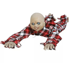 Menino zumbi rastejando com luz, som e movimento 90 cm