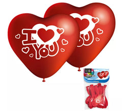 Pack de 10 balões I Love You em forma de coração com perímetro de 80 cm