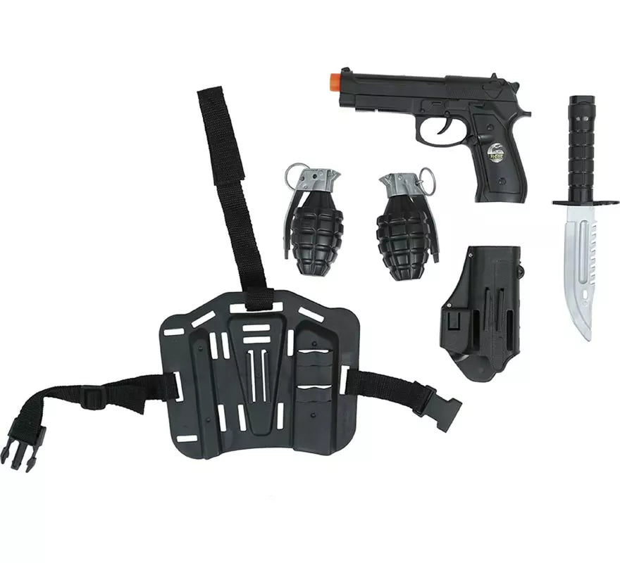 Pack 5 Accesorios Armas Policía de Plástico de Juguete