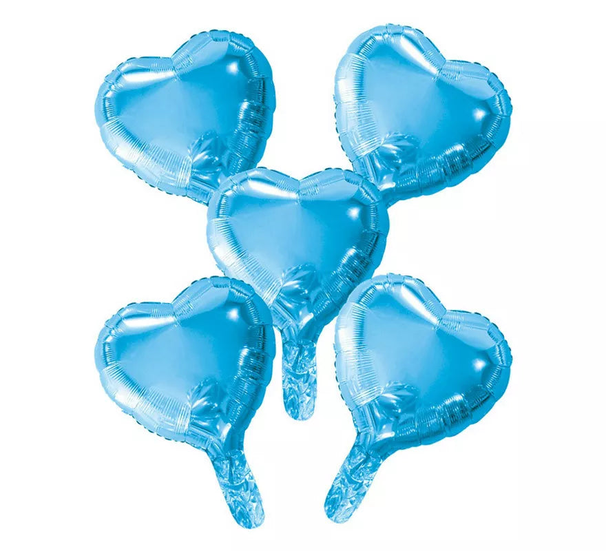 Translation missing: pt-PT.Pack 5 Globos de Foil Corazón Azul Bebé de 23 cm