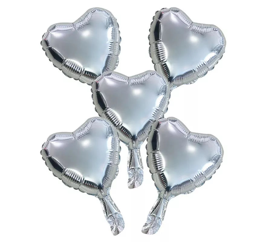 Translation missing: pt-PT.Pack 5 Globos de Foil Corazón Plata de 23 cm