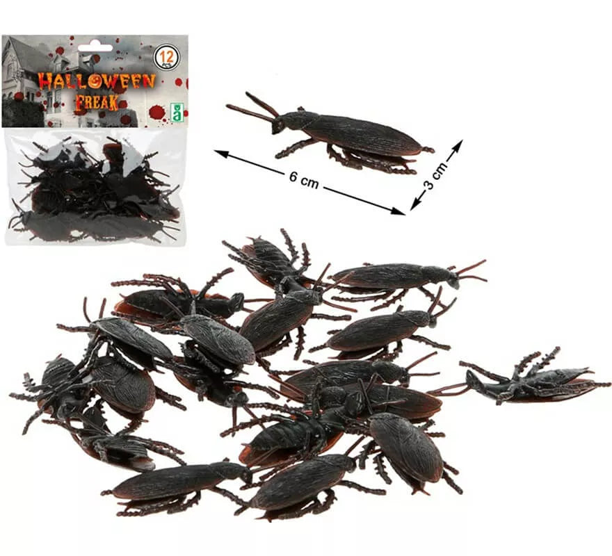 Translation missing: pt-PT.Pack de 10 Cucarachas negras 13 cm