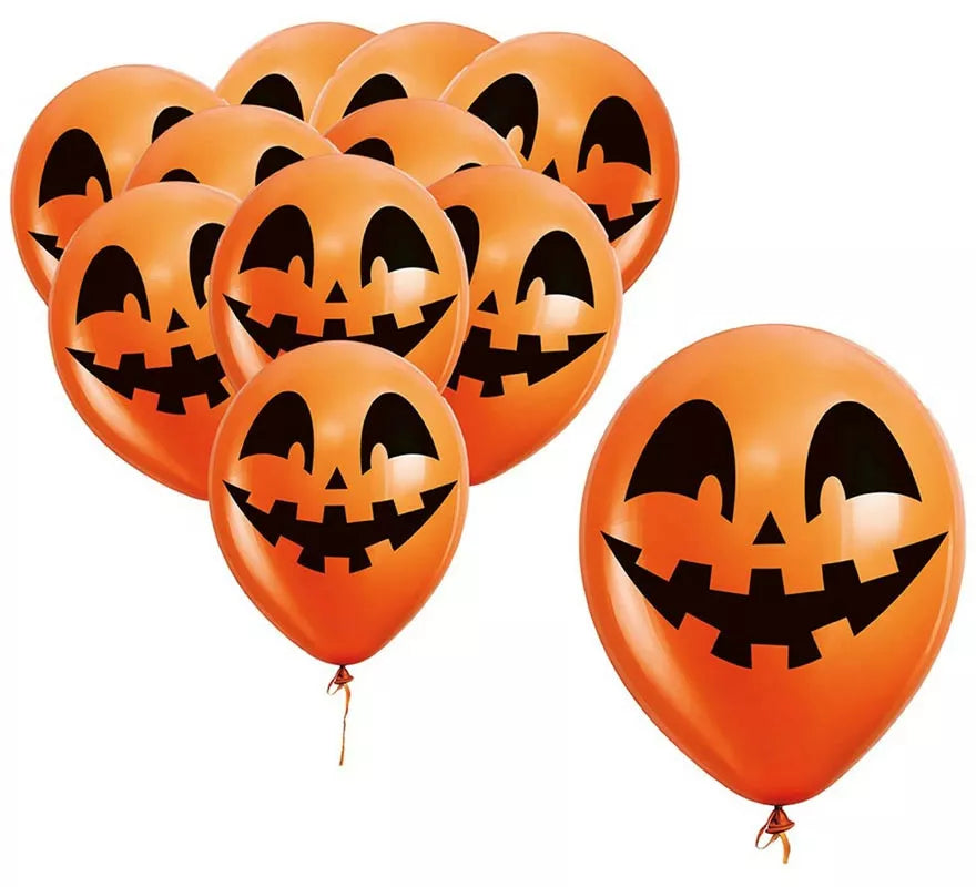 Translation missing: pt-PT.Pack de 10 Globos Cara de Calabaza de 30 cm
