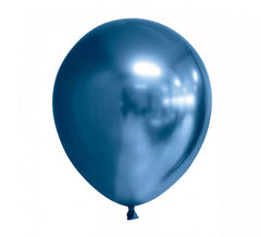 Pack de 10 Balões Cromados Azul Redondo 30 cm