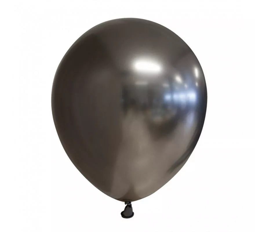 Translation missing: pt-PT.Pack de 10 Globos Cromados Redondo Color Gris Espacial de 30 cm