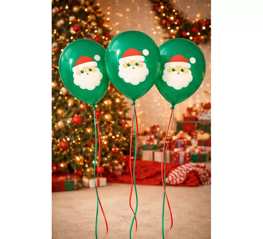 Translation missing: pt-PT.Pack de 10 Globos verdes de Papá Noel de Látex