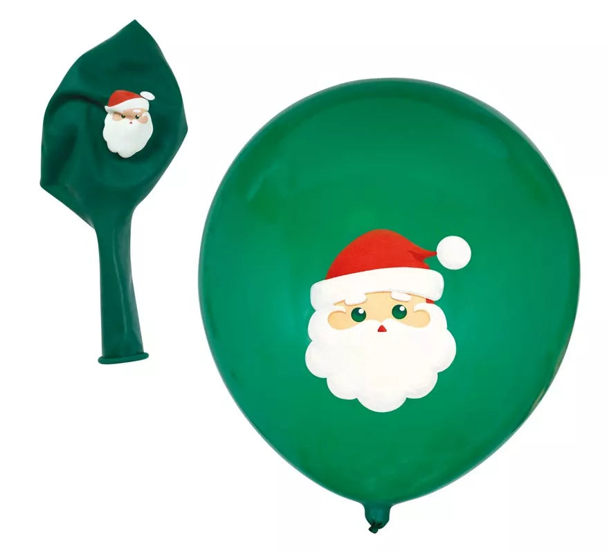 Pack de 10 Globos verdes de Papá Noel de Látex