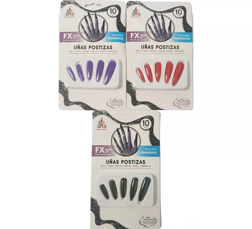 Translation missing: pt-PT.Pack de 10 Uñas de Bruja, Vampira o Diablesa en colores surtidos