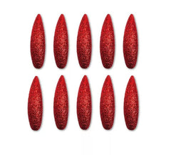 Pacote de 10 Unhas Demoníacas Vermelhas com Brilho