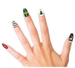 Pack de 10 Unhas de Natal com adesivo