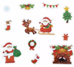 Pacote com 11 adesivos de gel com figuras do Papai Noel, 20x25 cm