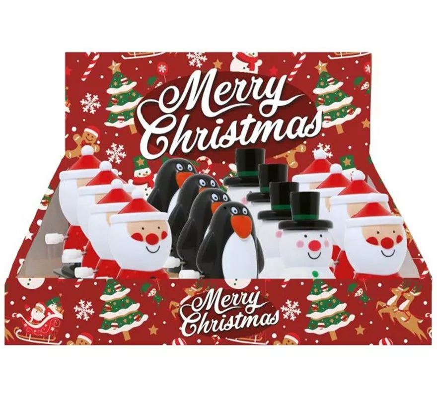Pack de 12 Muñecos Navidad andantes en modelos surtidos de 8 cm