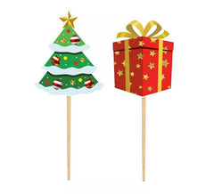 Pacote de 12 palitos decorativos para árvore de Natal de papel de 6 cm