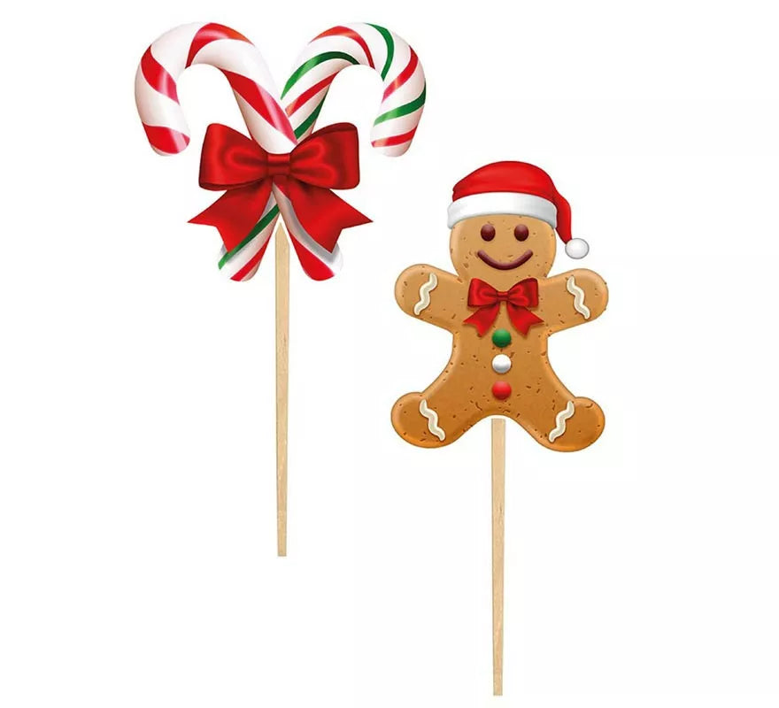 Translation missing: pt-PT.Pack de 12 Palillos Decorativos Navideños de papel de 6 cm