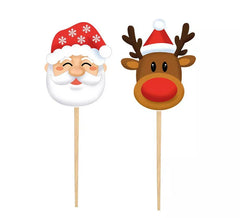 Pacote de 12 bastões de papel decorativos de Papai Noel de 6 cm