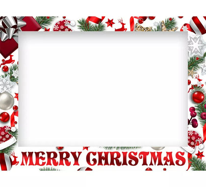 Pack de 12 Photocall Merry Christmas blanco de 80x60 cm