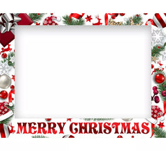 Pacote de 12 Photocalls Feliz Natal Branco medindo 80x60 cm