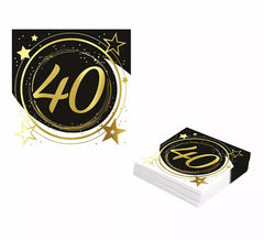 Pack de 12 Guardanapos 40 Anos de 33X33 cm