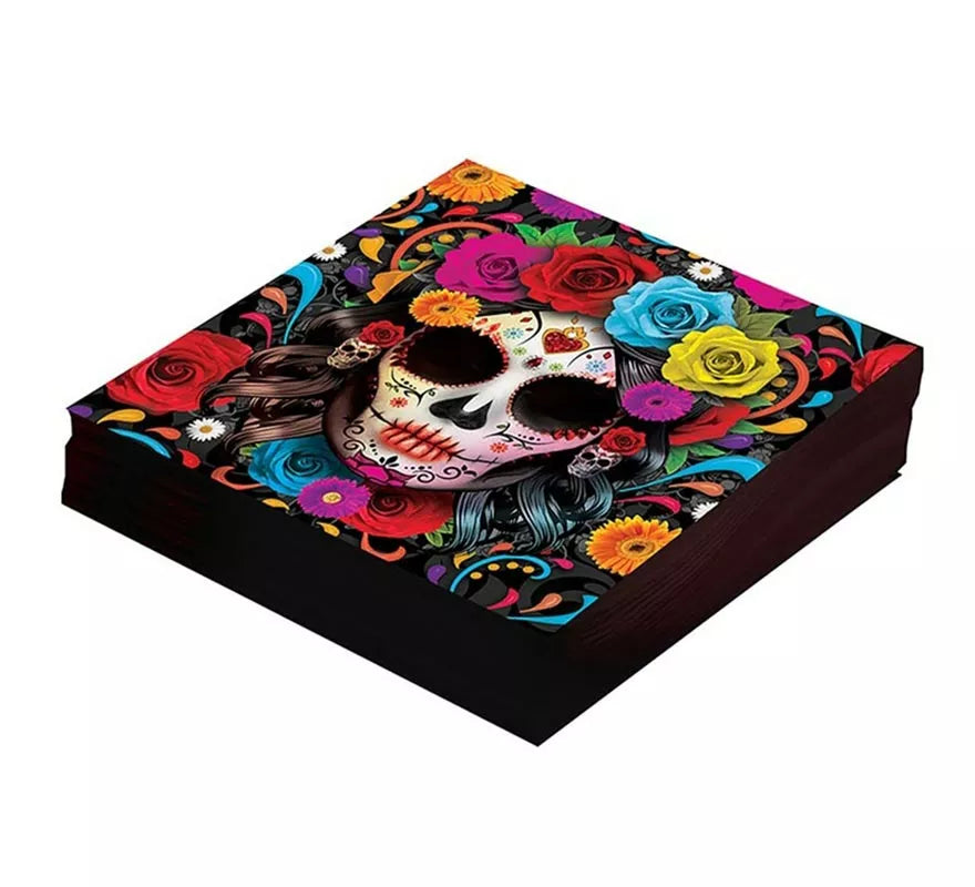 Translation missing: pt-PT.Pack de 12 Servilletas Catrina colorida de 33x33 cm