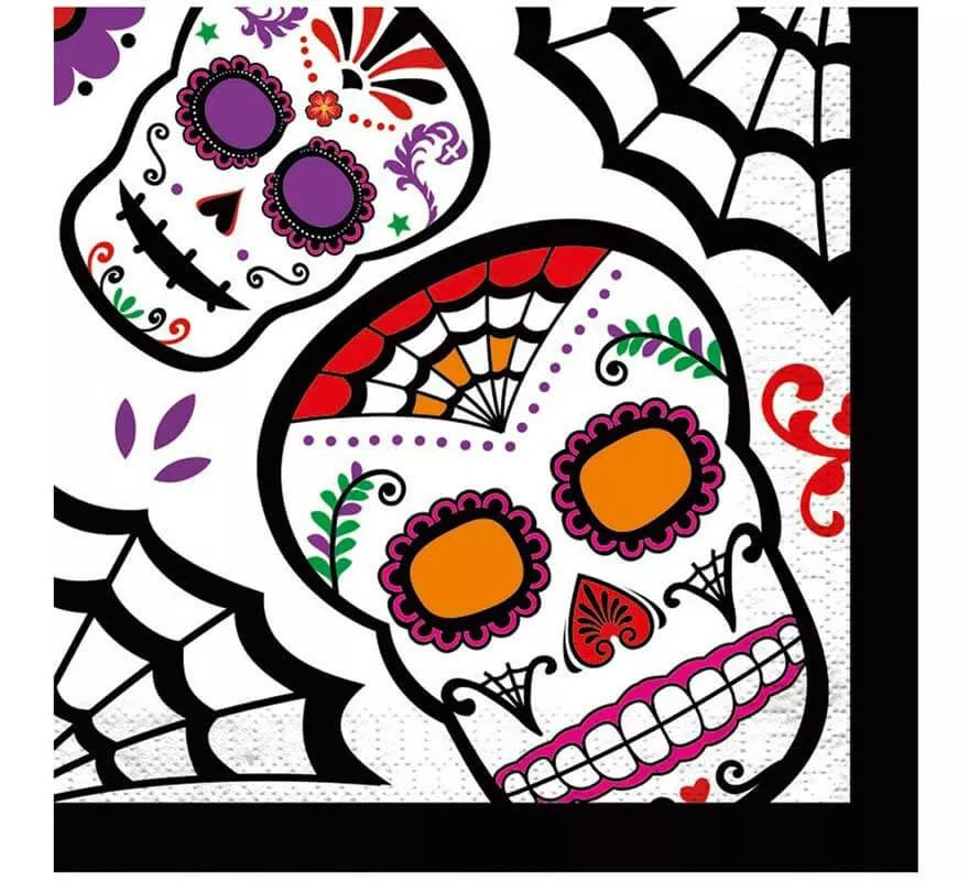 Translation missing: pt-PT.Pack de 12 Servilletas del Día de los Muertos 33x33 cm