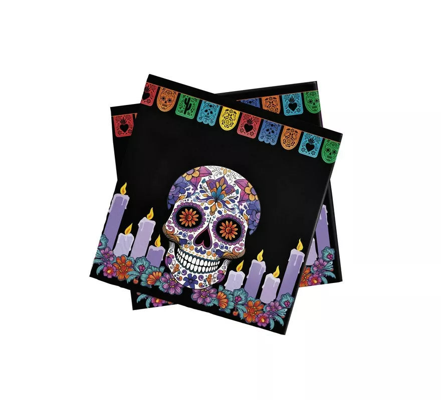 Translation missing: pt-PT.Pack de 12 Servilletas Día de los Muertos de 33x33 cm