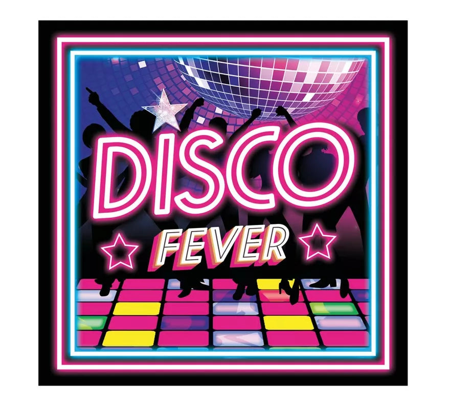 Translation missing: pt-PT.Pack de 12 Servilletas Disco Fever de 33x33 cm