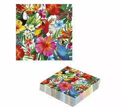 Pacote com 12 Guardanapos Estampados Havaianos 33X33 cm