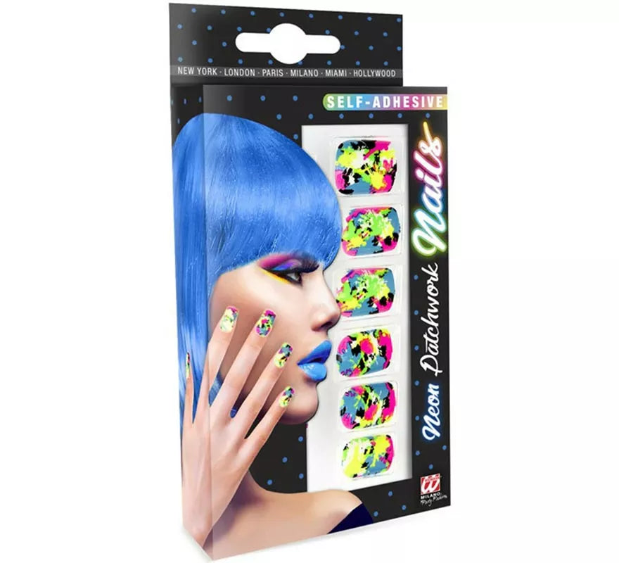 Translation missing: pt-PT.Pack de 12 Uñas Autoadhesivas de Mosaico neón
