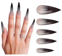 Pacote de 12 unhas góticas compridas