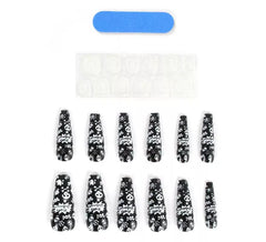 Pacote de 12 unhas postiças Black Skull